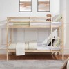 MAYEERTY Twin over Twin Bunk Bed with Ladder, Wooden Bed Frame with High Guardrail and Ladder for Kids, No Box Spring Needed, White - 2 of 4