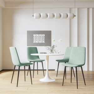 NicBex 31.5" Round Dining Table Set for 4 Modern Dining Table with Metal Base with 4 Suede Chairs - 1 of 4