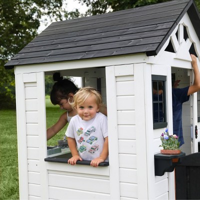 Sweetwater White Cedar Outdoor Playhouse with Black Trim