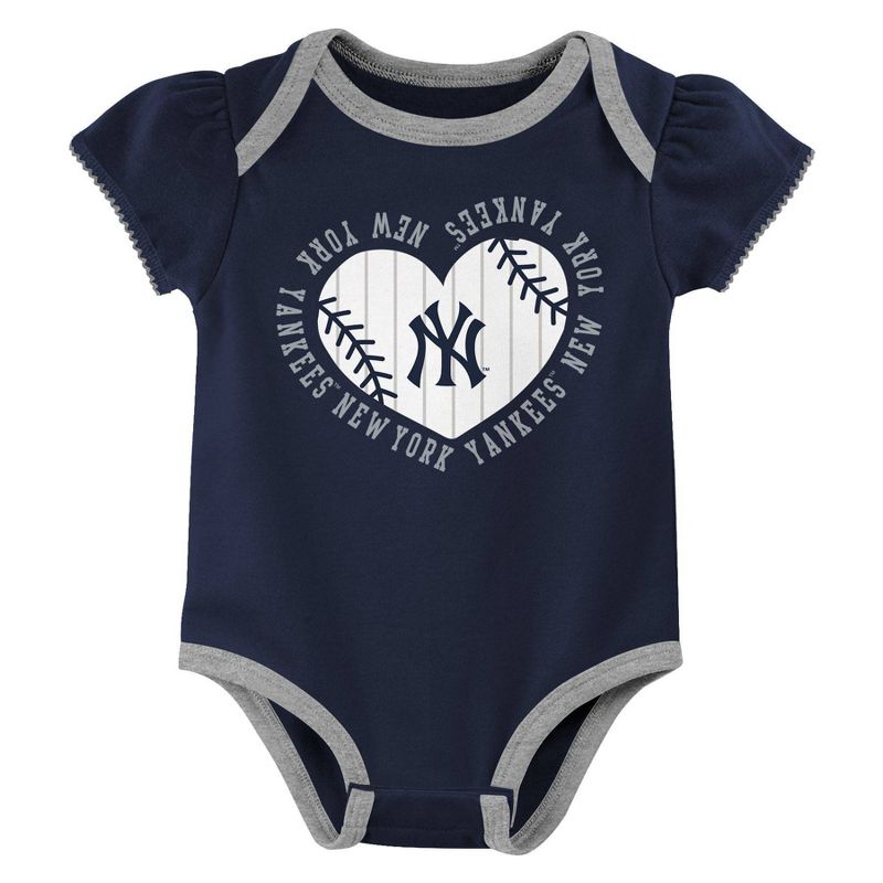 MLB New York Yankees Infant Girls&#39; 3pk Bodysuit, 4 of 5