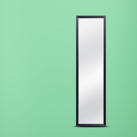 Tall slim mirror with black frame