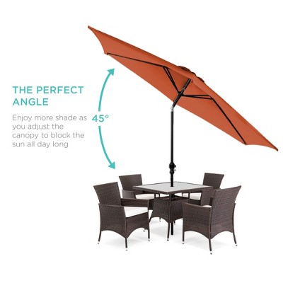 10ft Rust Hexagon Outdoor Steel Patio Umbrella with Crank