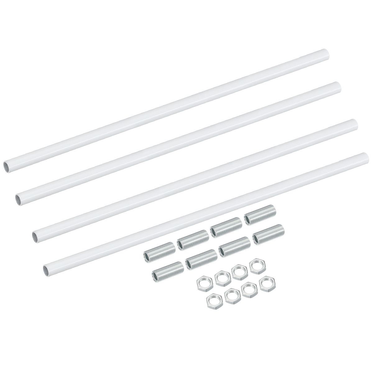 Unique Bargains Indoor Electroplated Iron Threaded Extension Rod Lighting Fixture Downrods White M10 x 15.7" 4 Sets