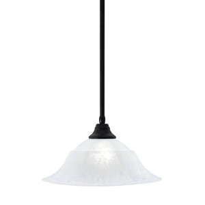 Toltec Lighting Any 1 - Light Pendant in  Matte Black with 16" White Marble  Shade - 1 of 1