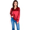Anna-Kaci Women's Satin Long Sleeve V-Neck Blouse with Cuffed Sleeves - 4 of 4