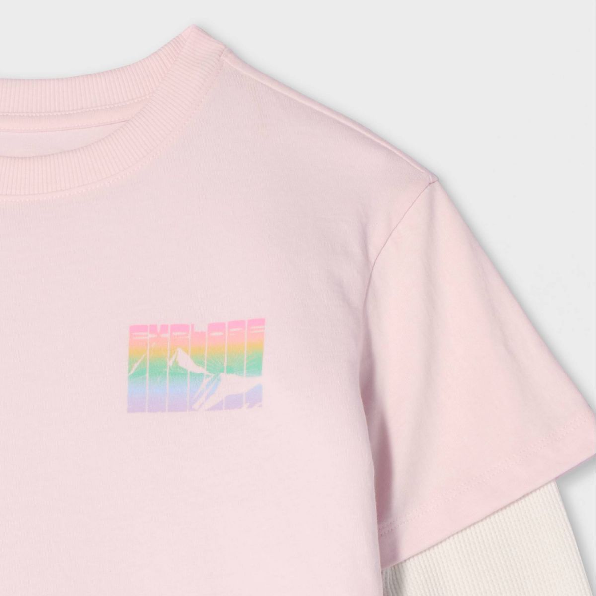 Girls' Twofer Long Sleeve Relaxed Fit 'Explore' Graphic T-Shirt - Cat & Jack™ Pink - thumbnail 4