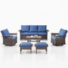 POCASSY 6 Piece All Weather Wicker Patio Furniture Set, Outdoor Conversation Set with Patio Sofa Couch Swivel Patio Chairs Coffee Table and Ottomans - 3 of 4