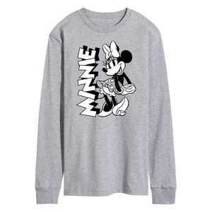 Men's - Disney - Minnie Black and White Long Sleeve Graphic T-Shirt - 1 of 4