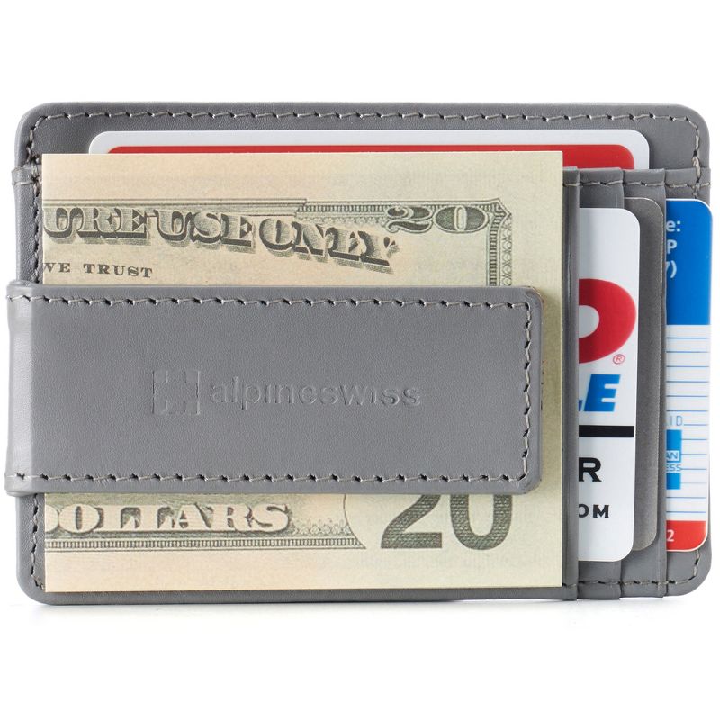 Alpine Swiss Harper Mens RFID Money Clip Wallet Minimalist Slim ID Card Holder Front Pocket Wallet Leather, 3 of 7
