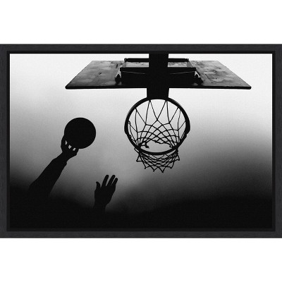 Amanti Art Basketball Net by Paulo Medeiros Canvas Wall Art Print Framed 23-in. x 16-in. in Black