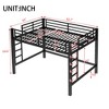 TUYOHW Metal Loft Bunk Bed with Dual Ladders & Guardrails,Multiple Sizes Loft Bed Frame with Open Under-Bed Space for Dorms,Bedrooms,Black - 3 of 4