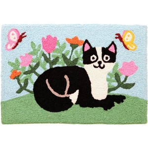 Jellybean Tuxedo Kitty 20"x30" Doormat – Fun, Washable Cat Design Mat for Indoor or Outdoor Use - 1 of 3