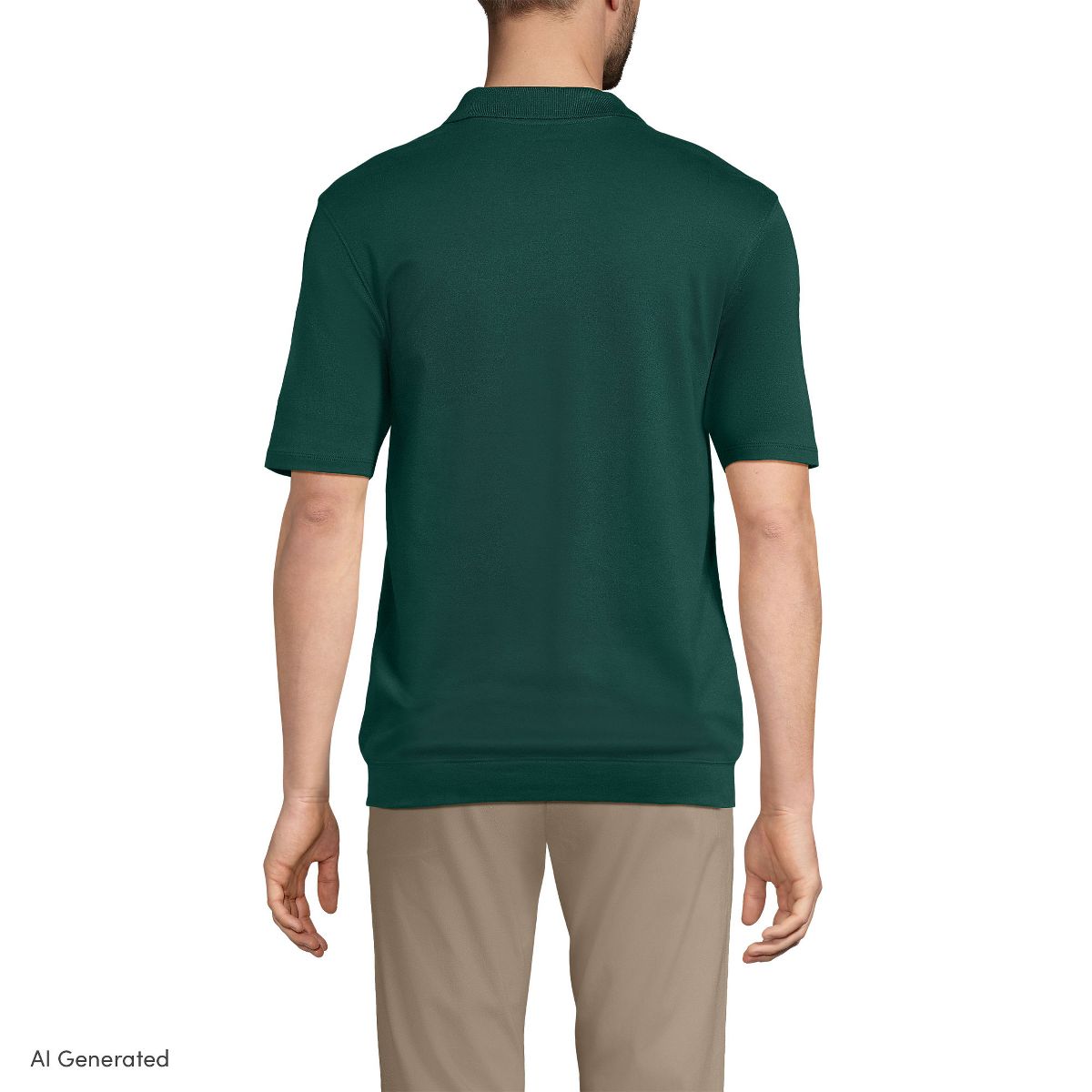 Lands' End School Uniform Men's Short Sleeve Banded Bottom Polo Shirt - thumbnail 6