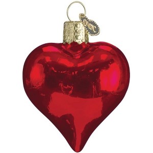 Old World Christmas Blown Glass Ornament for Christmas Tree, Shiny Red Heart - 1 of 2