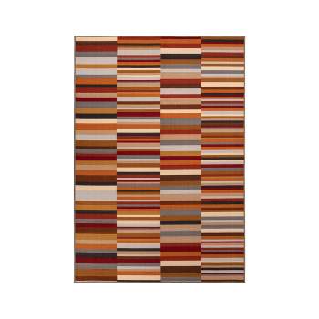 Modern Striped Block Non-Slip Washable Indoor/ Outdoor Area Rug by Blue Nile Mills