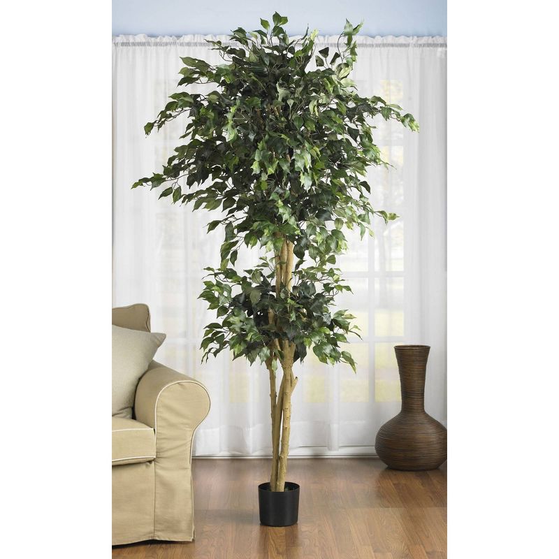 Nearly Natural 6' Double Ball Ficus Silk Tree, 3 of 6