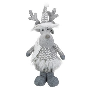 Northlight Standing Moose with Faux Fur Christmas Figure - 12" - Gray and White - 1 of 4