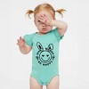 The Juniper Shop Don't Worry Be Hoppy Smiley Bunny Baby Flutter Sleeve Bodysuit - 2 of 2