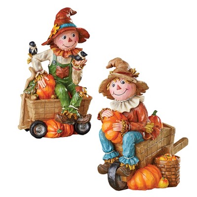 Collections Etc Harvest Scarecrows Table Decor Figurines - Set Of 2 7.5 ...