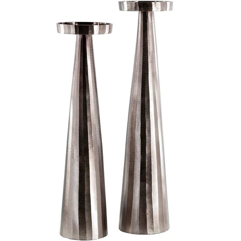 Mark & Day Valpovo 22"H x 5"W x 5"D, 20"H x 5"W x 5"D Modern Metallic Silver Candle Holder Set, 1 of 7
