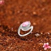 Slickblue Stylish Sterling Silver Women's Ring with Rose CZ, Halo Marquise Design, Perfect for Engagement, Size 5-10 - 2 of 3