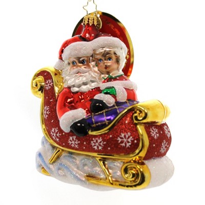 Christopher Radko Let's Go For A Ride Darling Santa Mrs Claus Ornament  -  Tree Ornaments