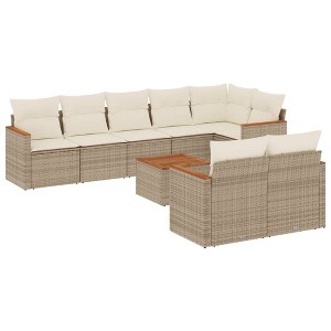 vidaXL Garden Sofa Set Beige, Cream White - 1 of 4