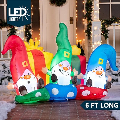 Festive 6 FT Inflatable Christmas Gnomes with LED Lights