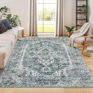 Large Area Rug Rugs for Living Room Non Slip Vintage Washable Rug Ultra-Thin Indoor Retro Medallion Accent Carpet Low Pile Foldable Floor Mat - 1 of 4