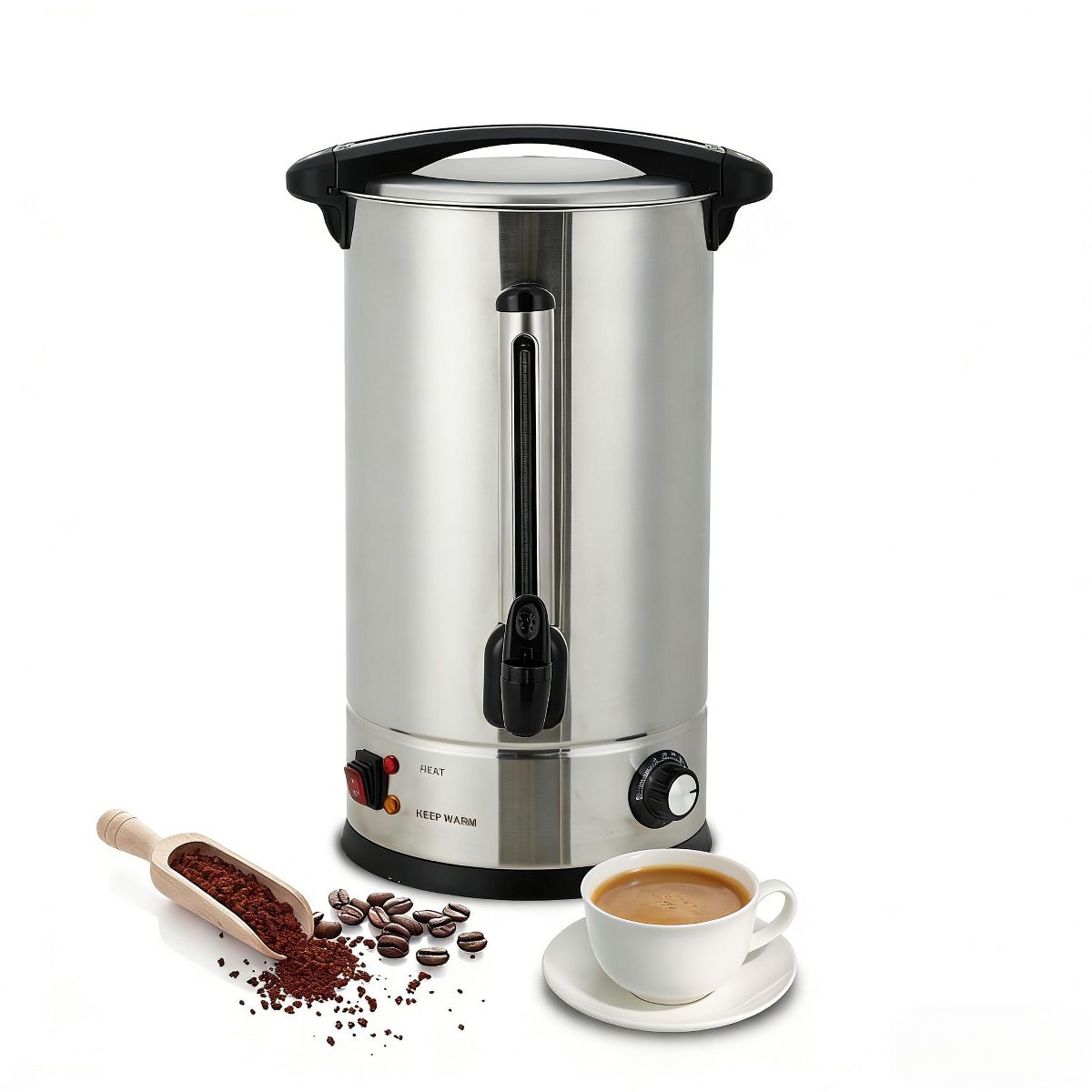 Garvee 110-Cup Stainless Steel Coffee Urn, 16L Double Wall Insulation Hot Beverage Dispenser with Faucet for Party Buffet – Black - thumbnail 3