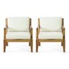 Gulches (SET OF 2) Outdoor Acacia Wood Patio Club Chair, Patio Furniture,Waterproof Thick Cushion Deep Seating, Teak Finish and Beige Cushion - 3 of 4