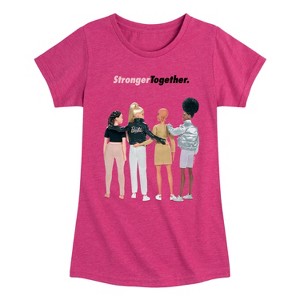 Girls' - Barbie - Stronger Together Fitted Short Sleeve Graphic T-Shirt - 1 of 4