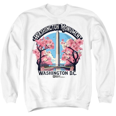 Men's The Washington National Monument Cherry Blossoms Crewneck Sweatshirt