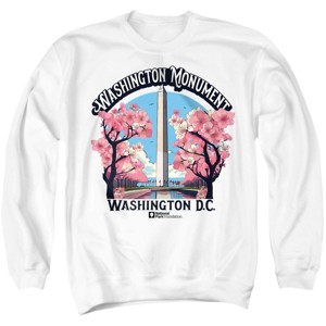 Men's The Washington National Monument Cherry Blossoms Crewneck Sweatshirt - 1 of 4