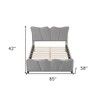 HomeRoots Gray Tufted Velvet Upholstered Full Bed Frame - 3 of 4