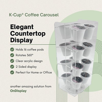 Clear Acrylic Rotating Coffee Pod Carousel Holder for 16 K-Cups
