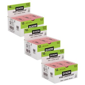 Dixon® Pink Carnation Erasers, Large, 2-9/16 x 1 x 7/16, 12 Per Pack, 3 Packs - 1 of 3