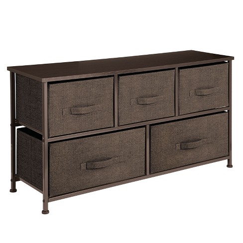 Mdesign Extra Wide Dresser Storage Tower With 5 Drawers Espresso Brown Target