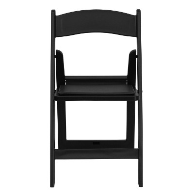 Black Resin Folding Chairs with Cushions, Set of 4