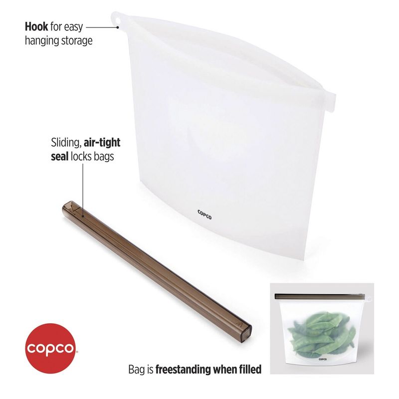 Copco Silicone Food Grade Reusable Storage Bag, Reduce Single-Use Plastic, Air-Tight, Leakproof, Dishwasher-Safe, Eco-Friendly, 3 of 8