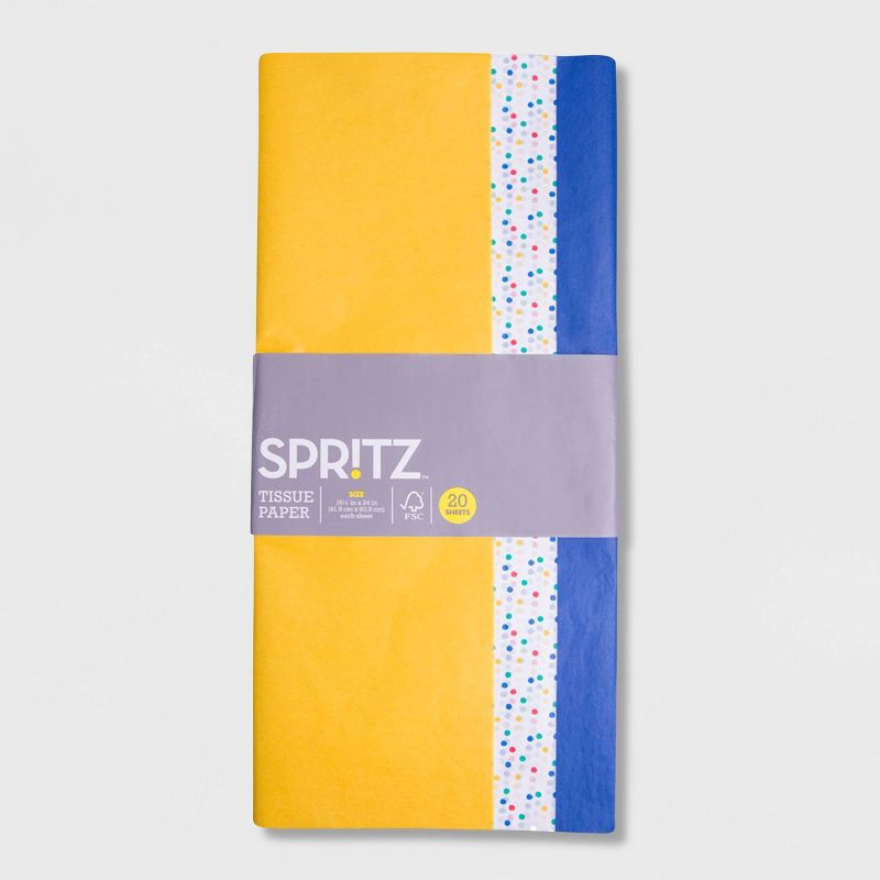 20ct Dotted Banded Tissue Paper - Spritz&#8482;, 1 of 2