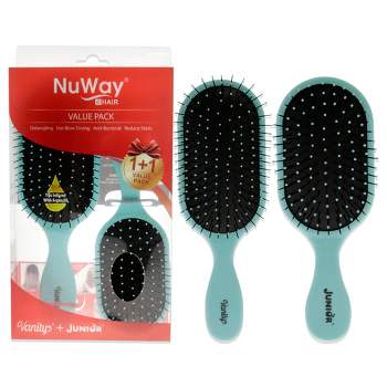 NuWay 4Hair Vanity and Junior Pro Hair Dryer Safe-Reduced Static Set - Green - 2 Pc Hair Brush
