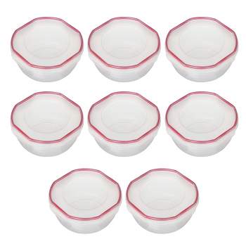 Sterilite 03938604 Rocket Red Ultra Seal 2.5 Quart Clear Plastic Food Storage Latching Bowl Containers with Tight Lids, Clear/Red (8 Pack)