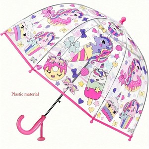 Clotth Whimsical Unicorn Princess Umbrella, Transparent, Printed Design, Windproof, Water-Resistant, Portable Stylish Accessory for Rain - 1 of 4
