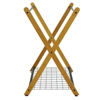 Black Bamboo X-Frame 3-Bag Laundry Sorter with Wire Handles