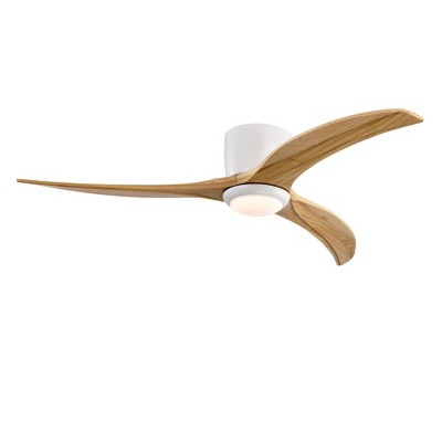 Chic Crate 52" Flush Mount Ceiling Fan with Light & Remote, Solid Wood Blades, Reversible Quiet Motor, 6-Speed