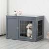 SKYONE Steel & Wood Dog Crate End Table with Double Locking Doors, Sturdy Pet Kennel for - 2 of 4