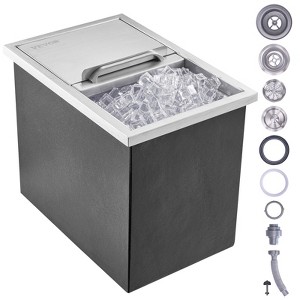 VEVOR Drop in Ice Chest, 18"L x 12"W x 14.5"H Stainless Steel Ice Cooler, Commercial Ice Bin with Sliding Cover, 40.9 qt Outdoor Kitchen Ice Bar - 1 of 4