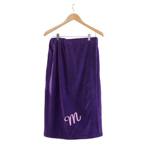 Personalization Mall Bath Time Monogram Towel Wrap - Purple - 1 of 1
