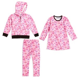 The Pink Picket Fence - Suzie Dinosaur Hoodie, Dress, and Leggings Set - 1 of 4